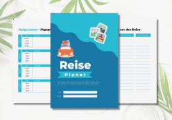 Reiseplaner (Travel Planer) mit 61 Seiten zum Bearbeiten in Canva