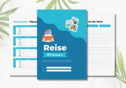 Reiseplaner (Travel Planer) mit 61 Seiten zum Bearbeiten in Canva