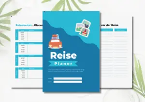 Reiseplaner (Travel Planer) mit 61 Seiten zum Bearbeiten in Canva