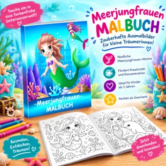 Meerjungfrauen-Kindermalbuch