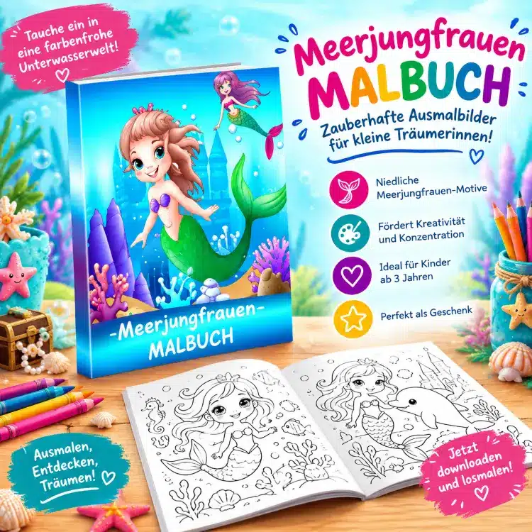 Meerjungfrauen-Kindermalbuch